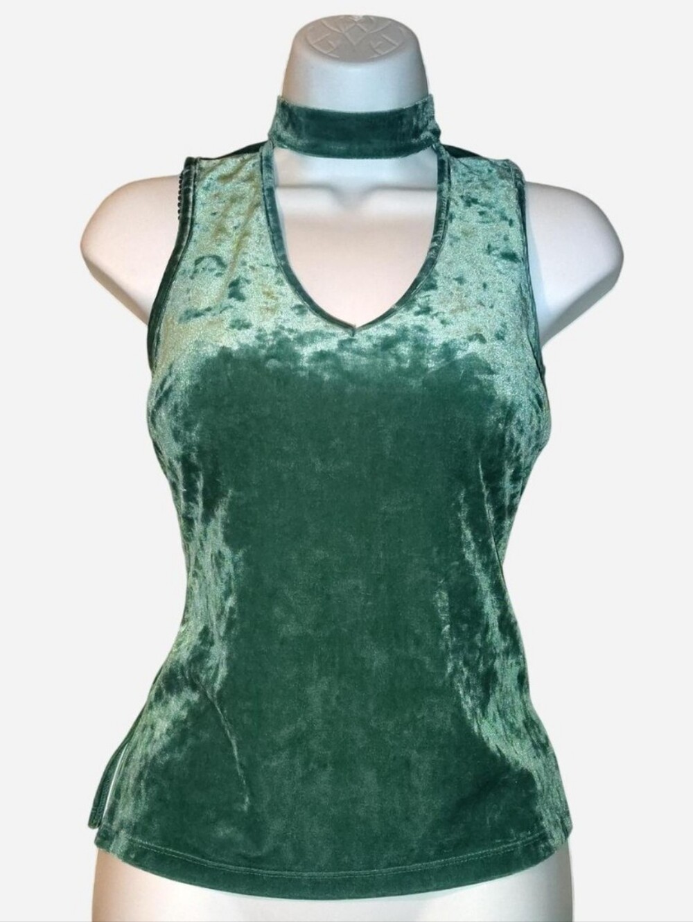 Candie's Emerald Green Velvet Choker Tank Top